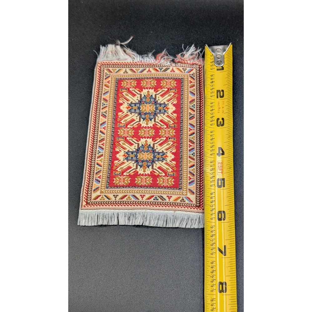 Dollhouse Miniature 6" By 3" decorative Floor rug Kazak-style pattern
